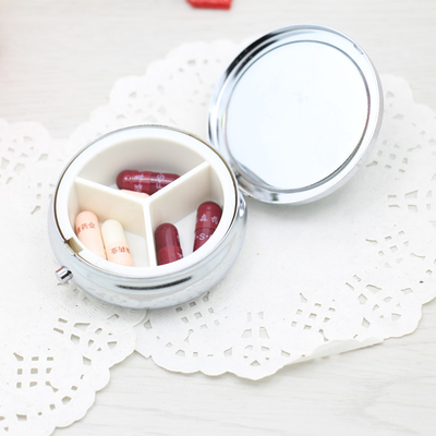 Creative  Portable Travel Small Metal Pill Box With 3 Compartments