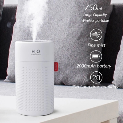 750ml Wireless USB Air Humidifier 2000mAh Battery Rechargeable Cool Mist Humidifier